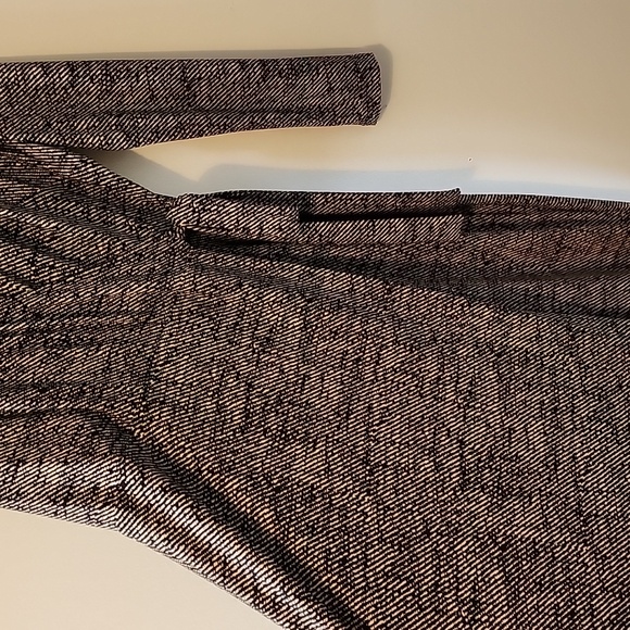 Chaps tan black faux wrap dress sz large - Picture 5 of 6